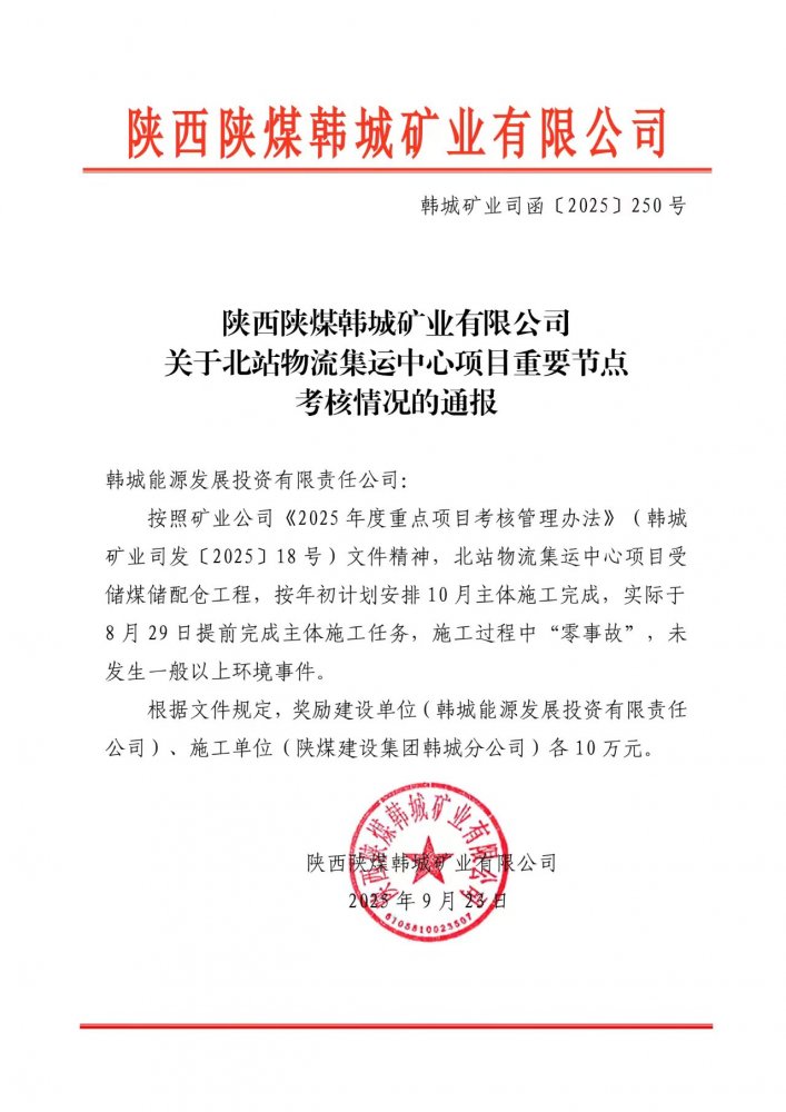 “63 天加速度”創效！陜煤建設韓城分公司土建十一項目部一項工程提前封頂獲嘉獎